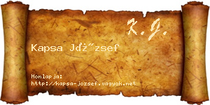 Kapsa József névjegykártya